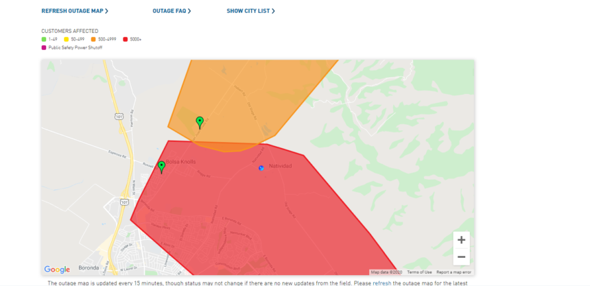 salinas power outage screengrab