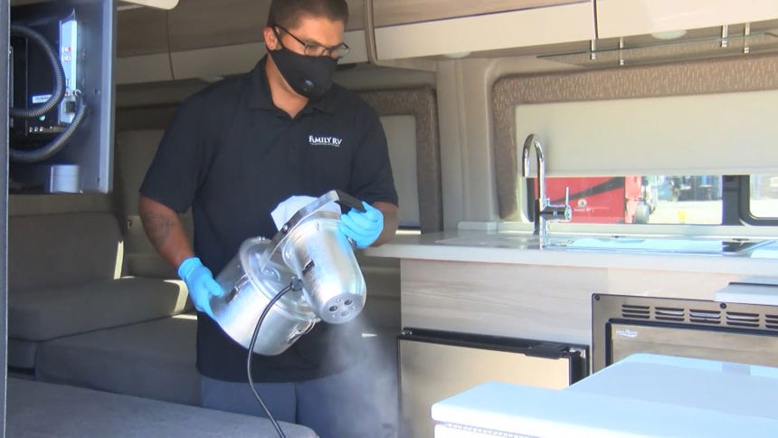 Family RV cleans motor home