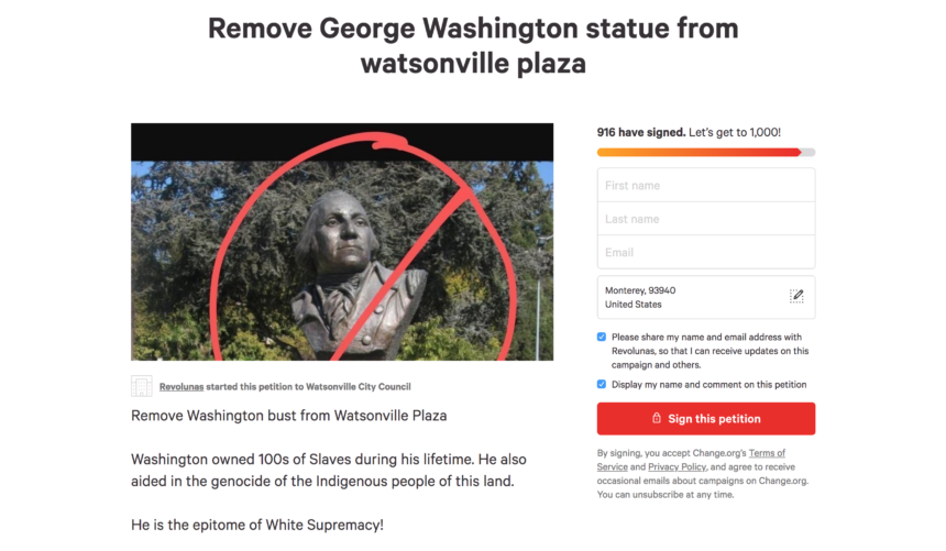 Petition circulating to remove Washington statue in Watsonville