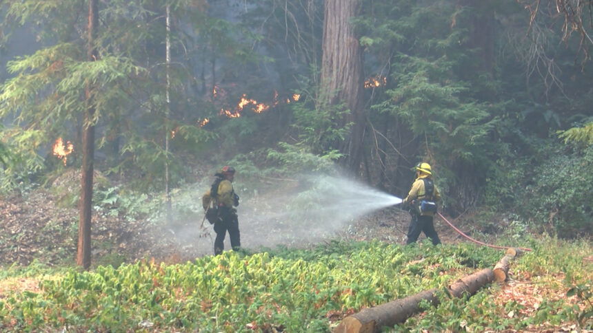 Cal Fire battles flames near homes in Boulder Creek