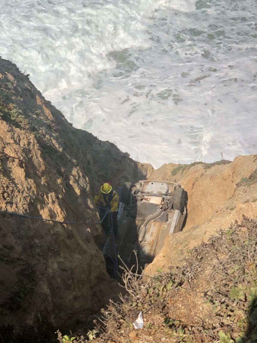 car over liff montara state beach