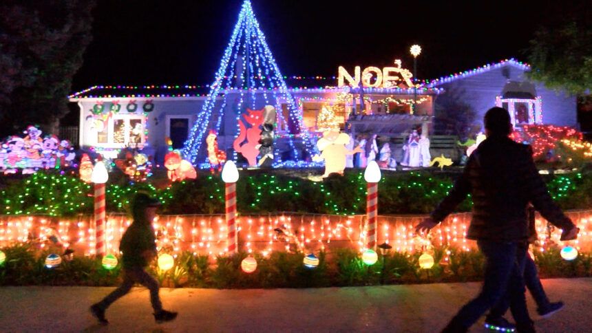 Marina residents celebrating Christmas with holiday lights