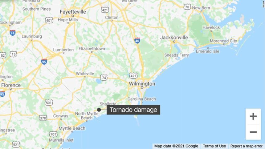 Rescue teams begin search for missing persons after tornado hits coastal North Carolina area