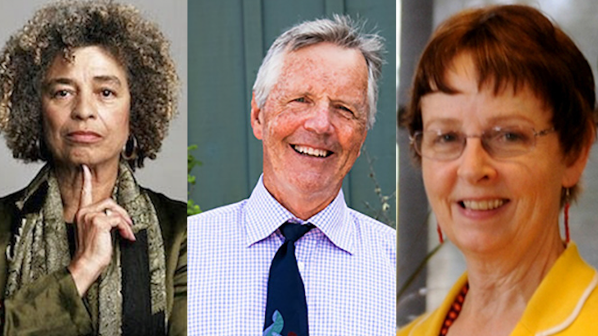 Angela Davis (left), James Estes (center) and Barbara Rogoff (right)