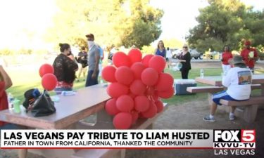 Las Vegas residents gather for a balloon release in memory of 6-year-old Liam Husted