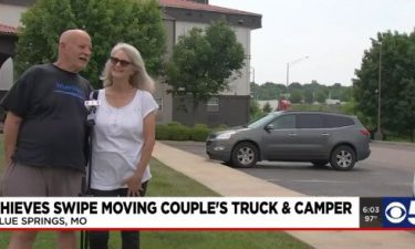 Tim and Beverly Nyden had their truck and camper stolen while on a cross-country vacation.