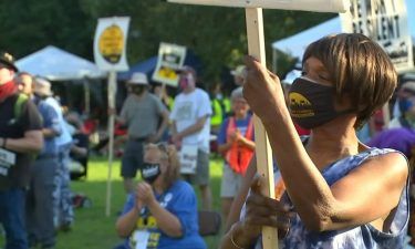 Dozens of low-wage tenants came out on JUne 21 to the Moral Monday rally on Halifax Mall as Raleigh