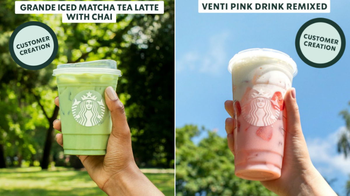 Images provided by Starbucks show how the beverages appear on social media to those participating in the test.