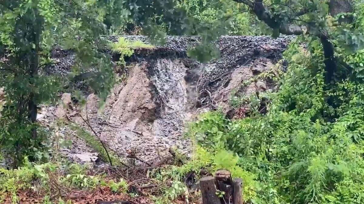 <i>WFSB</i><br/>Train service in Connecticut was stopped after Tropical Storm Else caused a landslide in West Haven.
