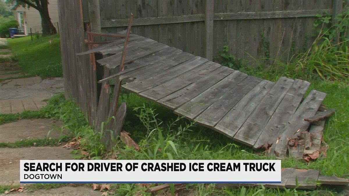 <i>KMOV</i><br/>Police say an ice cream truck reportedly hit a fence and garage while driving through an alley in St. Louis.