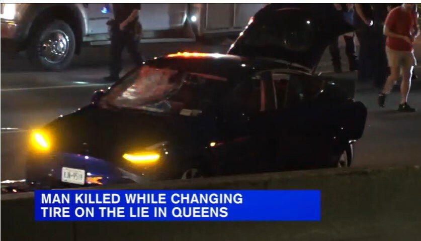 <i>WABC</i><br/>Police say the 52-year-old motorist had stopped in the left lane and was changing a tire when he was struck by a passing vehicle.