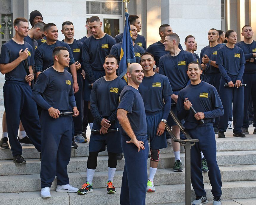 California Highway Patrol cadets run to mark training completion