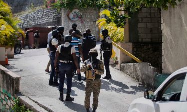 Security forces at the Haitian presidential residence in Port-au-Prince on July 7