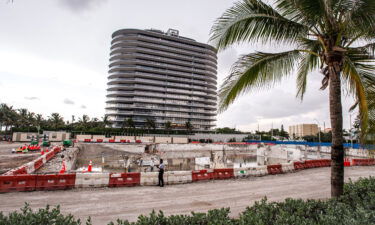 General view of the land where the partially collapsed Champlain Towers South building was located  on July 23
