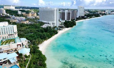 This photo taken on June 24 shows Tumon Bay in Guam as the US Pacific territory prepares to offer visitors a Covid-19 vaccination with their holiday