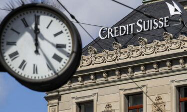 A Credit Suisse logo on the roof of the Credit Suisse Group AG headquarters in Zurich
