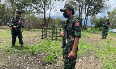 Chin National Army fighters are seen at their base.