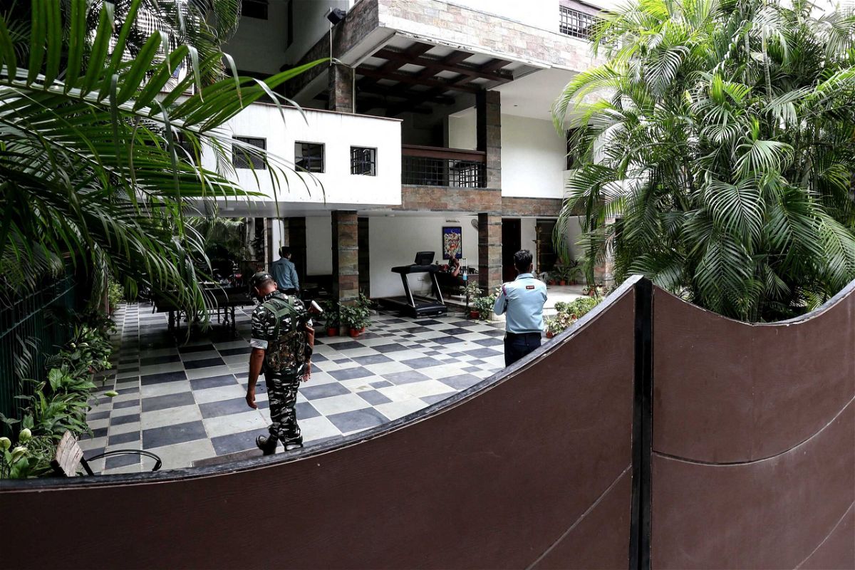 <i>GAGAN NAYAR/AFP/Getty Images</i><br/>Security personnel at the residence of Sudhir Agrawal