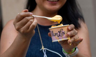 A woman enjoys the new flavor near Union Square in New York City on July 14.