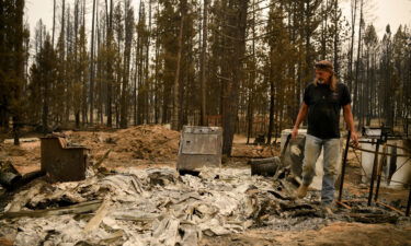 Scott Griffin surveys his property which was destroyed by the Bootleg Fire