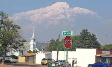 Smoke from the Bootleg Fire rises behind Bonanza