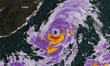 Satellite image of Typhoon In-fa located near the southern Japan islands on July 22.