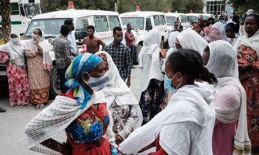 Relatives of Togoga residents wait for information at the Ayder referral hospital in Mekelle.