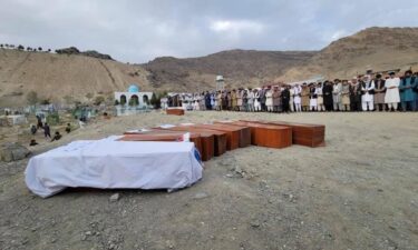 Photo is of the funeral of victims who were killed in a US defensive airstrike in Kabul