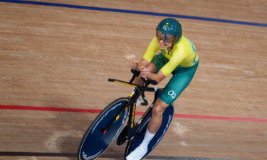 Australia's Paige Greco claims gold at the Izu Velodrome on August 25.