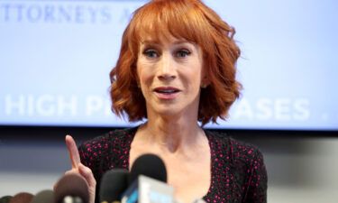 Kathy Griffin announces she has lung cancer. Griffin here speaks during a press conference at The Bloom Firm on June 2