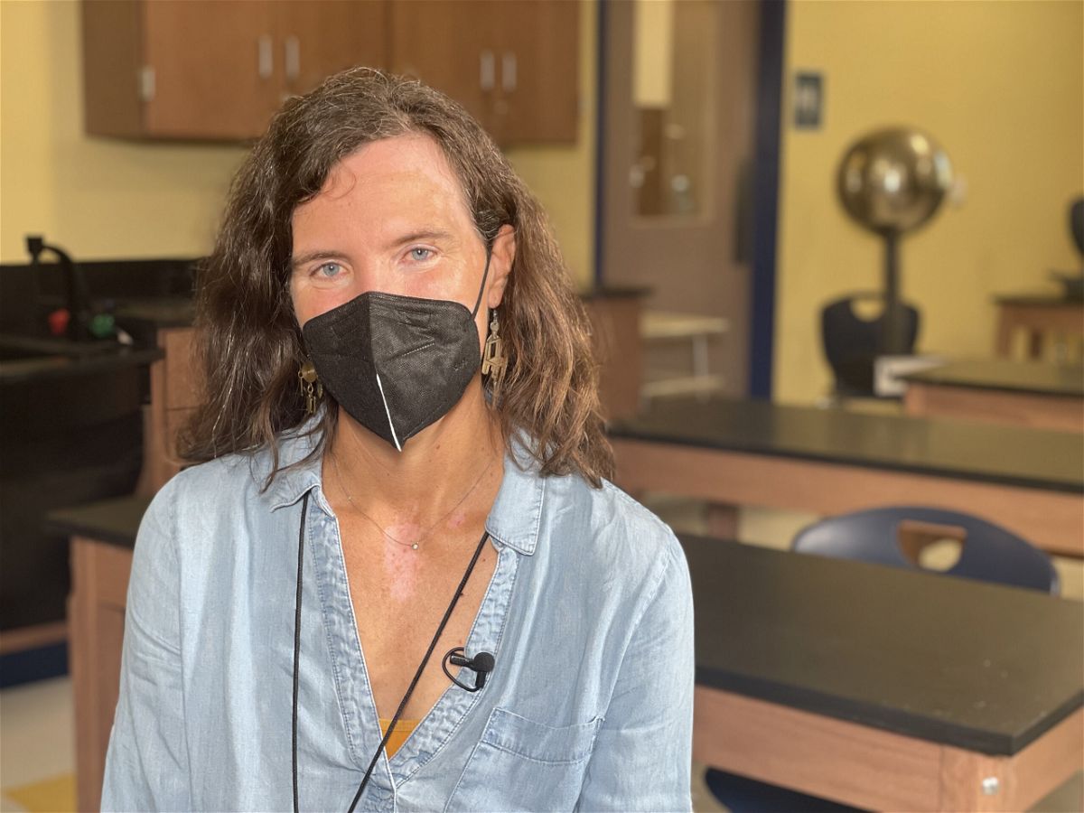 <i>Sara Weisfeldt/CNN</i><br/>Science teacher Chloe Winant is hoping to teach some classes outside to reduce the possibility of coronavirus transmission.