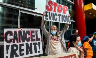 Justice Department lawyers defended the Biden administration's most recent eviction moratorium Friday. Housing advocates protest on August 4