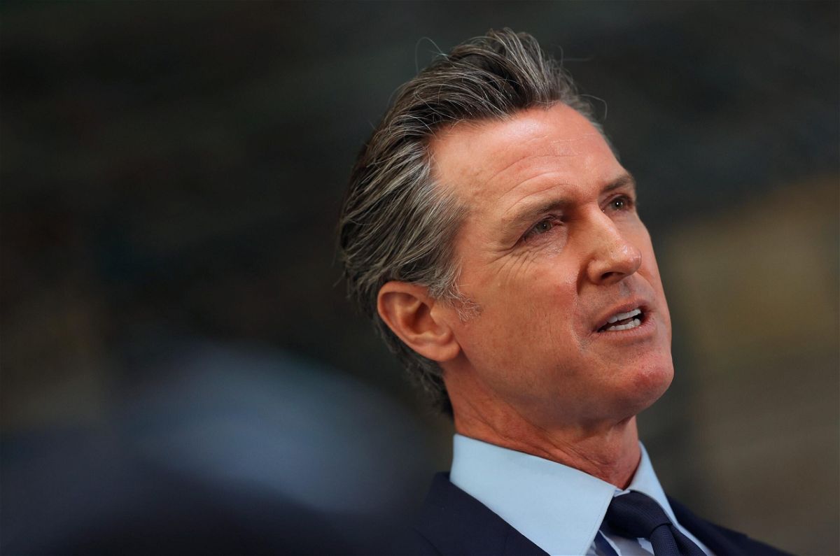 <i>Justin Sullivan/Getty Images</i><br/>California Gov. Gavin Newsom looks on during a press conference at The Unity Council on May 10 in Oakland