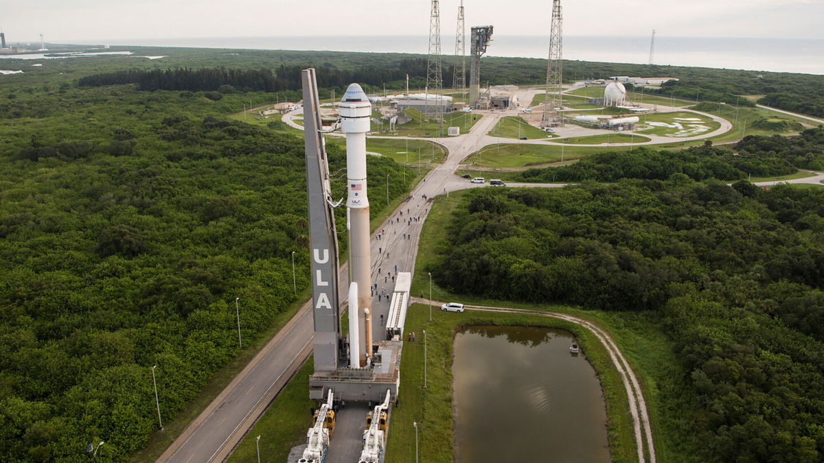 <i>Aubrey Gemignani/NASA/Getty Images</i><br/>A United Launch Alliance Atlas V rocket with Boeings CST-100 Starliner spacecraft aboard is seen Monday