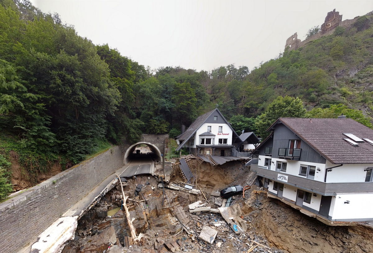 <i>Thomas Frey/picture alliance/Getty Images</i><br/>Flooding in July damaged the main road leading through the Ahr river valley in Germany.