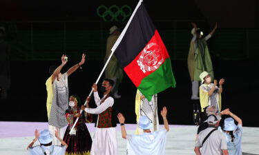 The flag of Afghanistan will be used as a symbol of "solidarity and peace" at the Tokyo 2020 Paralympic Games opening ceremony. This image shows flag bearers of Team Afghanistan during the Opening Ceremony of the Tokyo 2020 Olympic Games.