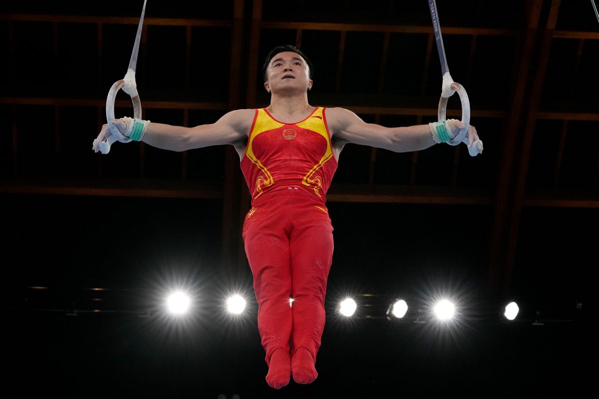 <i>Ashley Landis/AP</i><br/>China's Liu Yang won gold in the gymnastics men's rings event at the 2020 Tokyo Olympics.