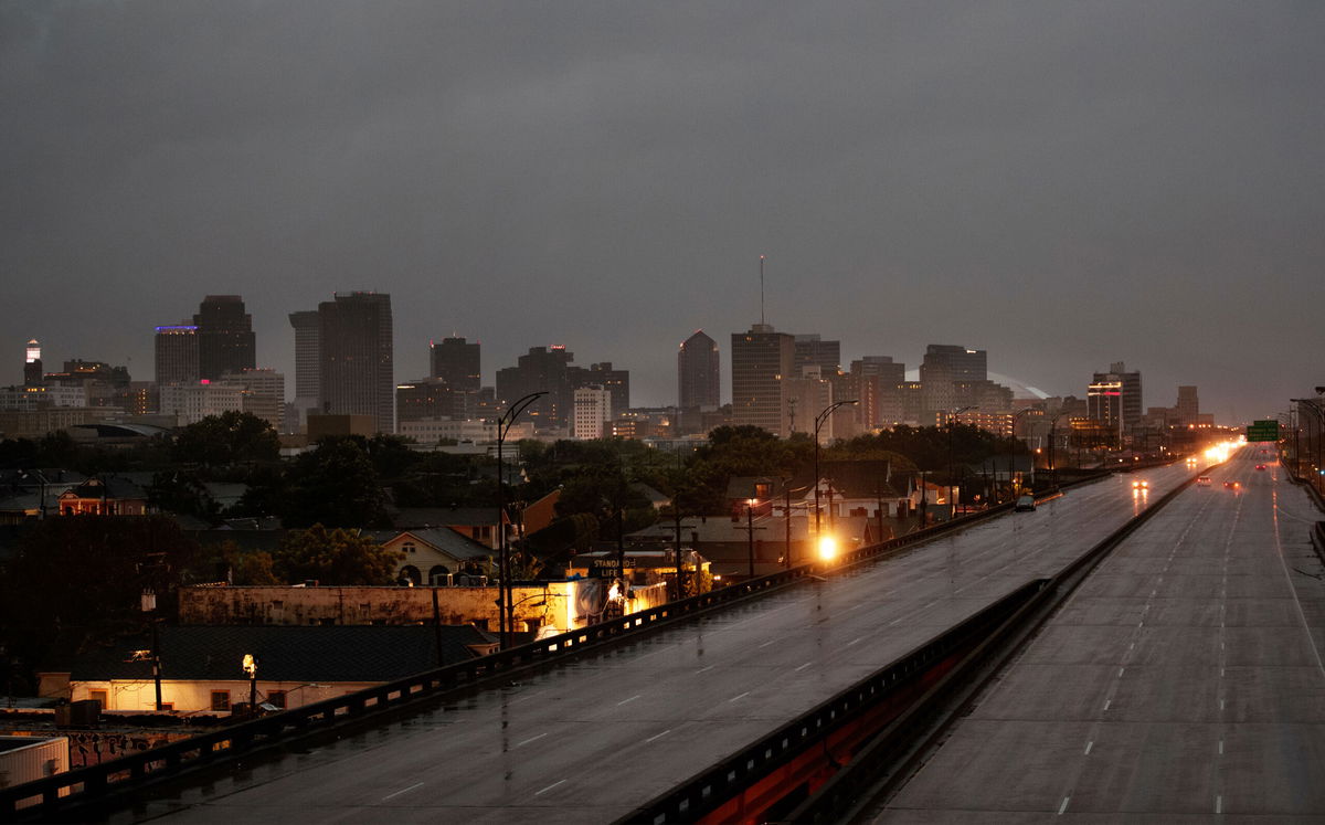 <i>David Grunfeld/The Advocate/AP</i><br/>Few motorists travel on the 1-10 ahead of the arrival of Hurricane Ida in New Orleans