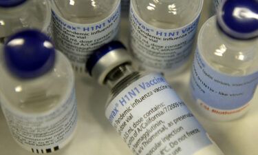 Vials of H1N1 vaccine by manufacturer CSL are displayed near its production line in Melbourne on September 24
