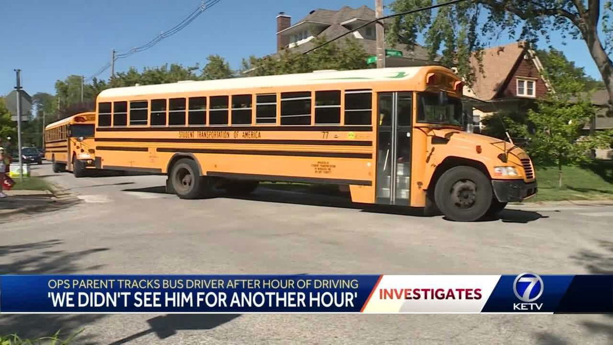 <i>KETV</i><br/>Janet Knaak-McLeaney tracked her grandchild's bus through Omaha Public School's Here Comes the Bus app. It shows where the bus is in real-time. On Sept. 7