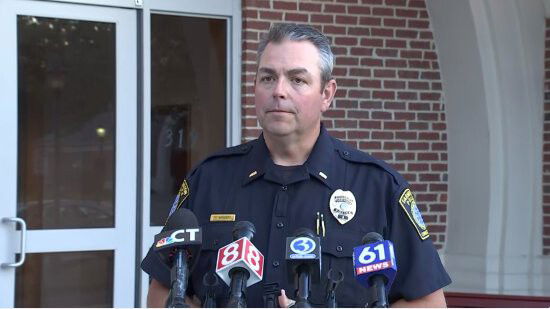 <i>WFSB</i><br/>Lt. Tim McKenzie provides an update to the media after a Farmington