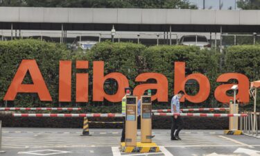 Signage at the Alibaba Group Holding Ltd. headquarters in Hangzhou