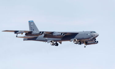 A file photo of a US Air Force B-52H Stratofortress on final approach to Nellis Air Force Base