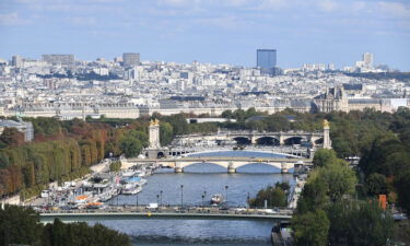 This view shows bridges over the Seine as well as the northeastern Paris skyline.