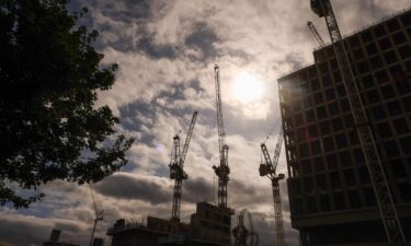 Cranes at a construction site in Stratford