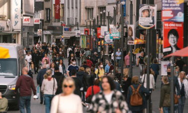 General view of shopping area in the city center of Aachen