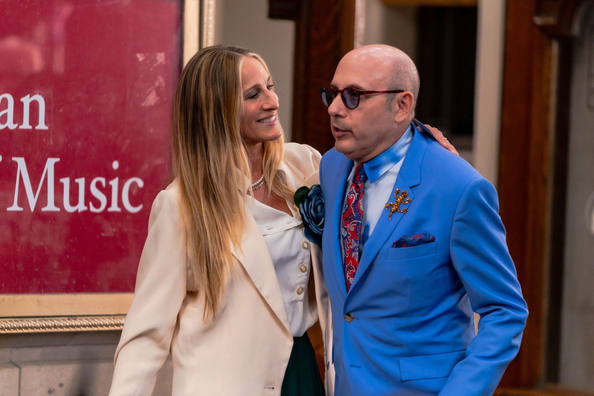 <i>Gotham/GC Images/Getty Images</i><br/>Sarah Jessica Parker and Willie Garson are seen filming 