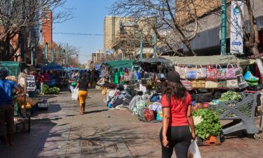 Shoppers in a market in the central business district of Pretoria
