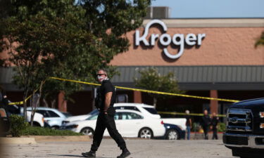 Emergency personnel respond to a shooting at a Kroger supermarket in suburban Memphis