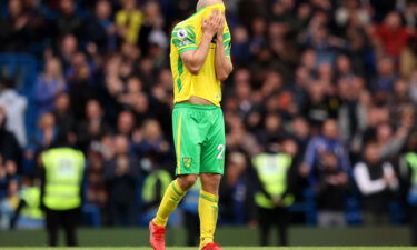 Norwich striker Teemu Pukki looks dejected following the defeat.